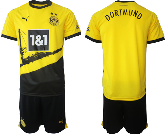 Men's Dortmund Custom 2023/24 Yellow/Black Home Soccer Jersey Suit